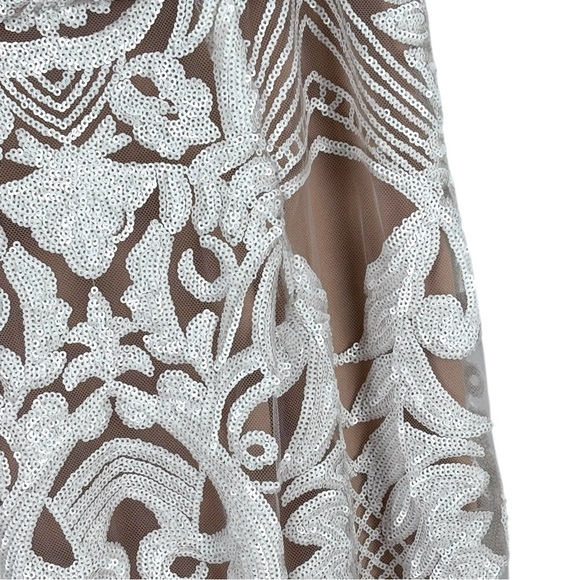 JOVANI 64277 OFF WHITE SEQUIN DECO SWEETHEART FITTED TRUMPET EVENING GOWN DRESS - Picture 12 of 15